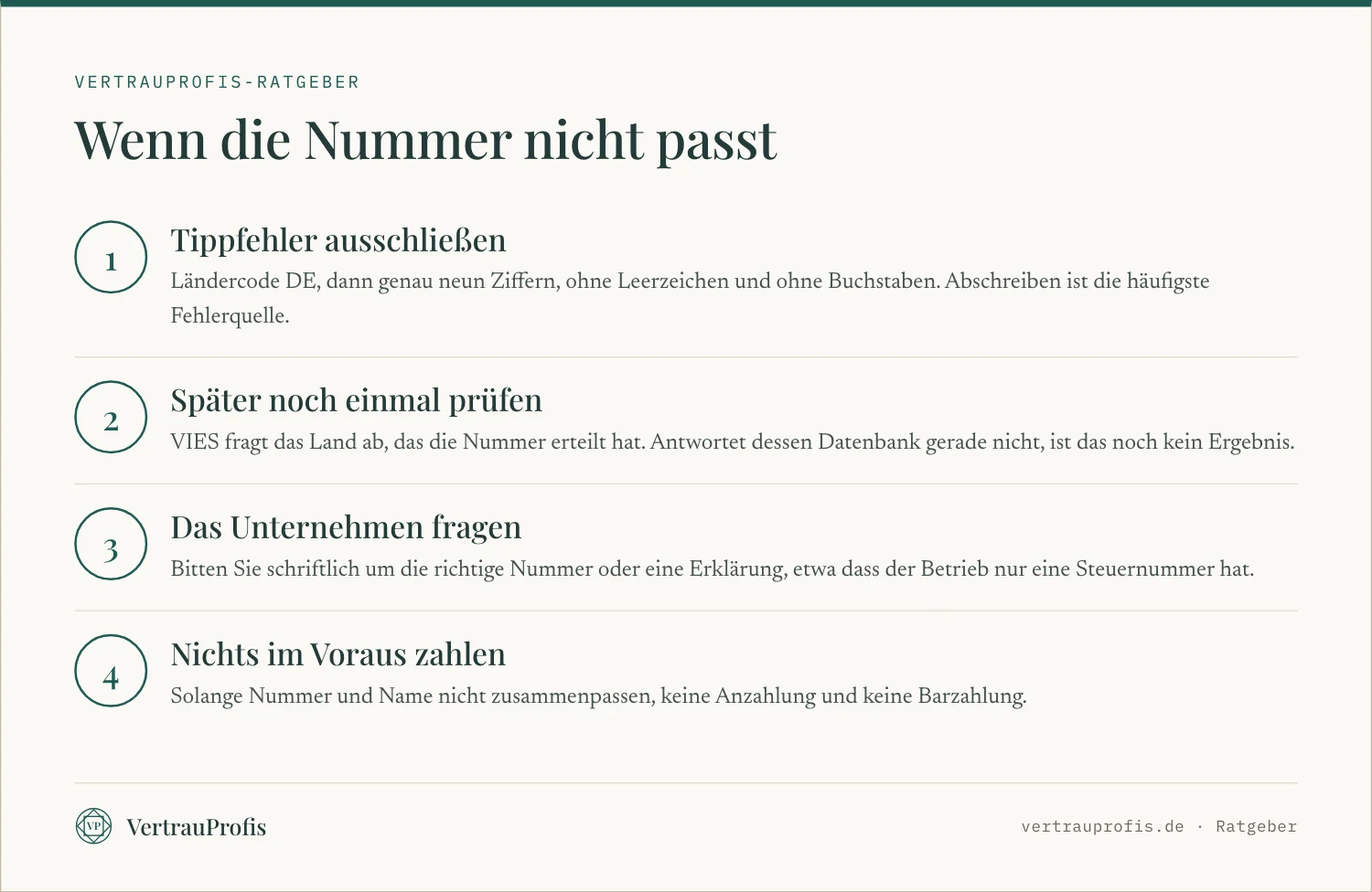 Vier Schritte, wenn eine USt-IdNr. ungültig ist oder nicht zur Rechnung passt